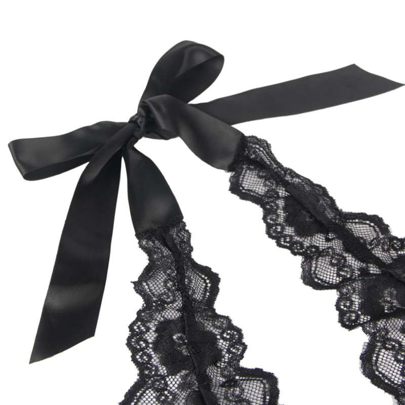 QUEEN LINGERIE - TEDDY AUS SPITZE MIT NIEDRIGEM SCHWARZEN HALS