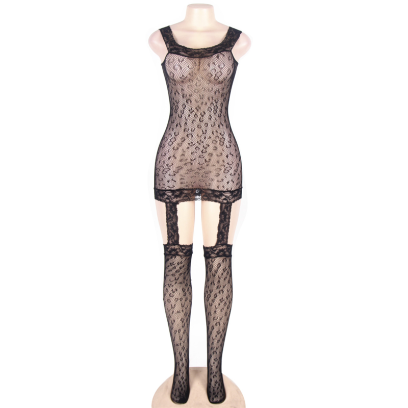 QUEEN LINGERIE - BODYSTOCKING STILE LEOPARDO S/L