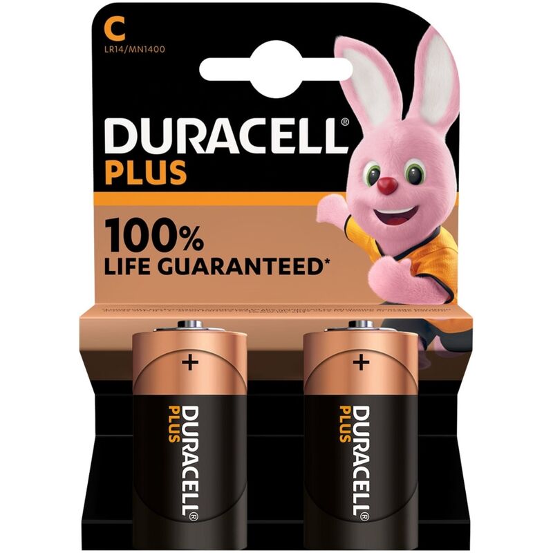 DURACELL - PLUS POWER BATTERY ALCALINA C LR14 2 UNITS