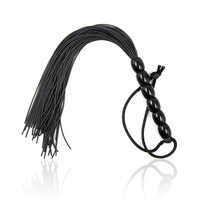 OHMAMA FETISH - RIBBED SILICONE HANDLE FLOGGER 26 CM