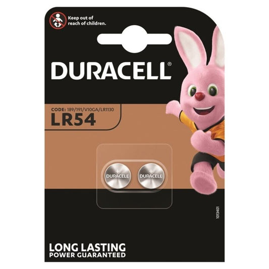 DURACELL - BATTERIA ALCALINA A BOTTONE LR54 LR1130 AG10 1,5V 2 UNITÀ