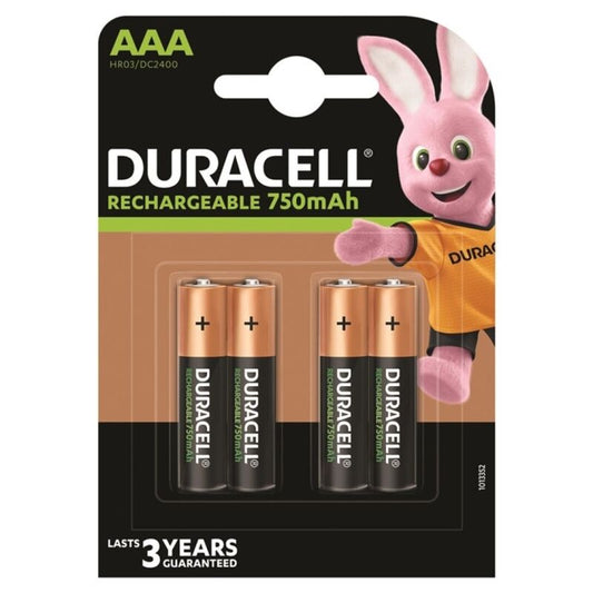 DURACELL - RECHARGEABLE BATTERY HR03 AAA 750mAh 4 UNIT