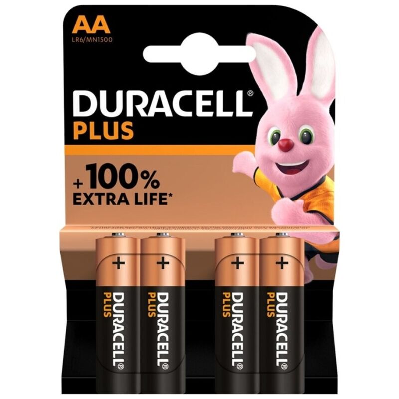 DURACELL - PLUS POWER 100 BATTERIA ALCALINICA AA LR6 4 UNITÀ