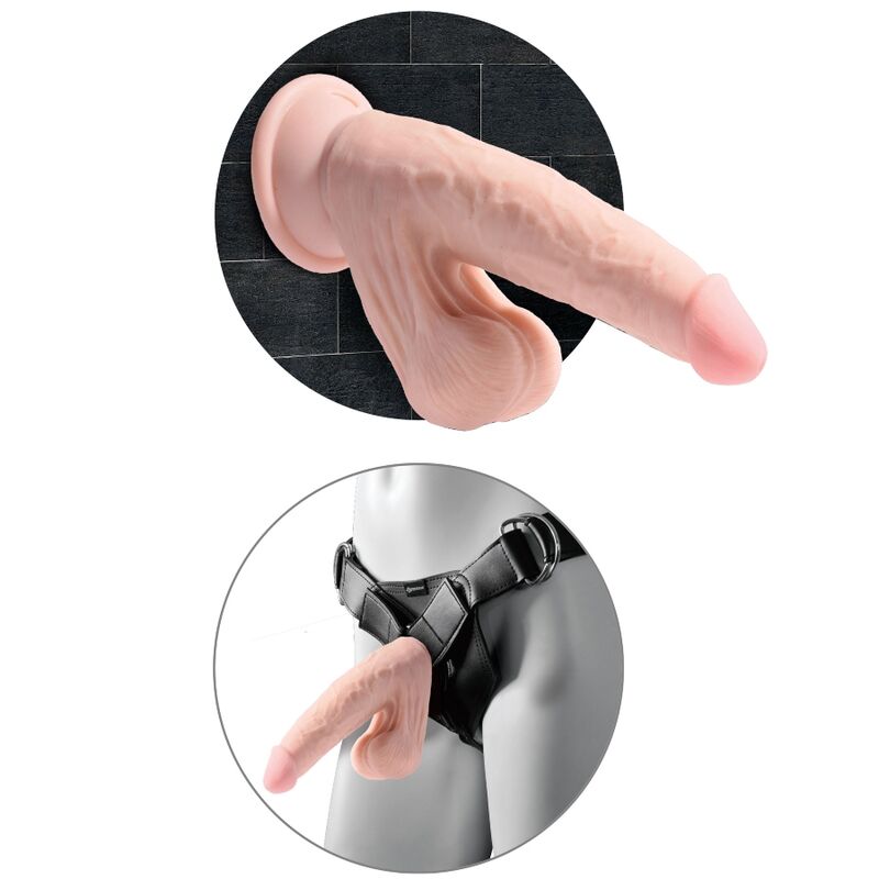 KING COCK - PIÙ DILDO 3D PALLINE OSCILLANTI 24,5 CM PELLE CHIARA