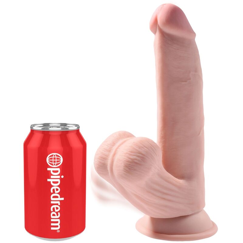 KING COCK - PIÙ DILDO 3D PALLINE OSCILLANTI 24,5 CM PELLE CHIARA