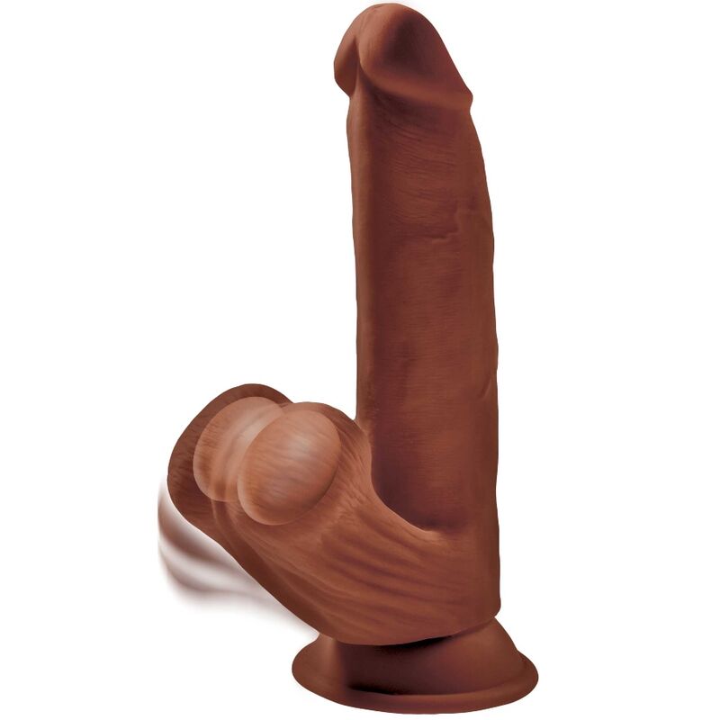 KING COCK - PIÙ DILDO 3D PALLINE OSCILLANTI 24,5 CM MARRONE