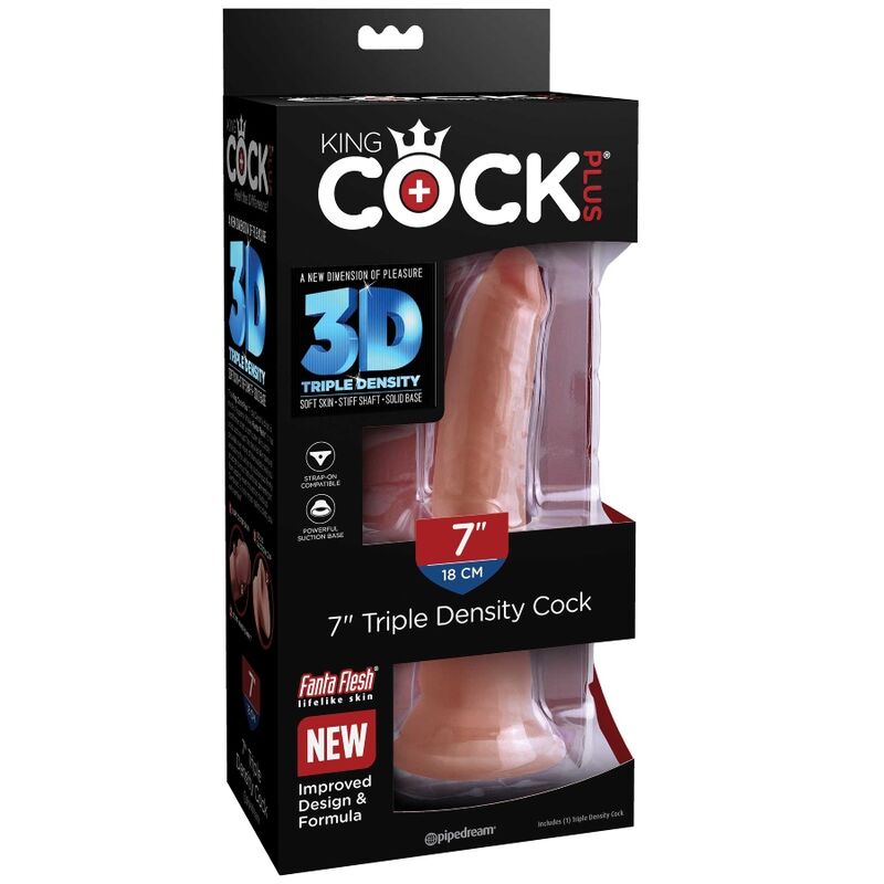 KING COCK - PLUS 3D DILDO MIT DREIFACHDICHTE 18 CM