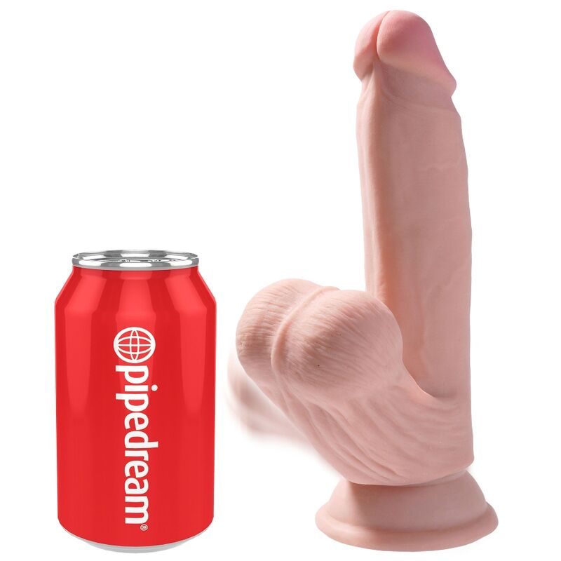 KING COCK - PIÙ DILDO 3D PALLINE OSCILLANTI 15,2 CM PELLE CHIARA