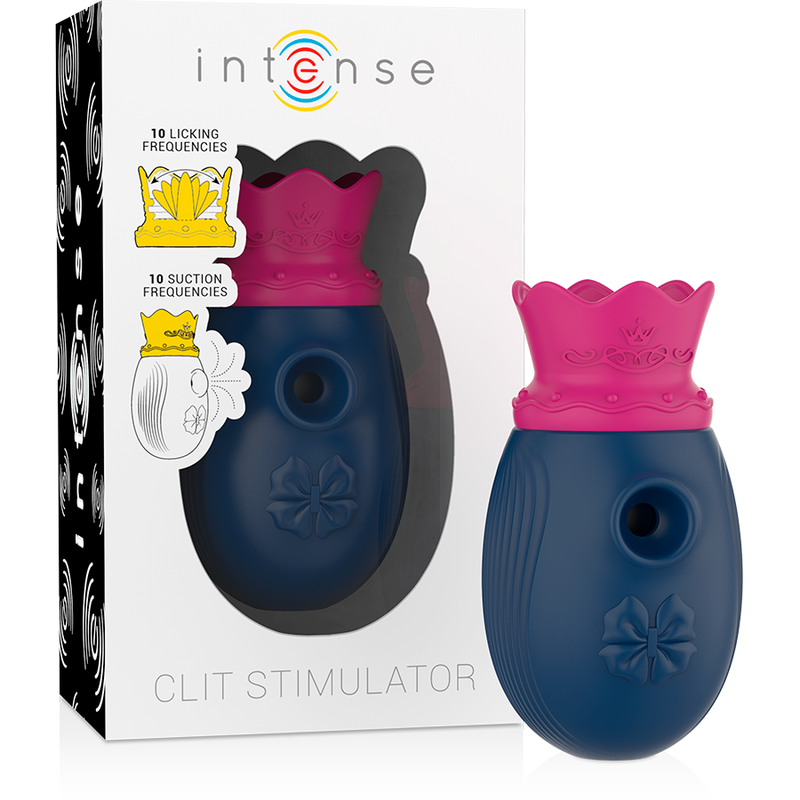 INTENSE - STIMOLATORE CLITORIDEO 10 FREQUENZE DI LECCAZIONE E ASPIRAZIONE - BLU