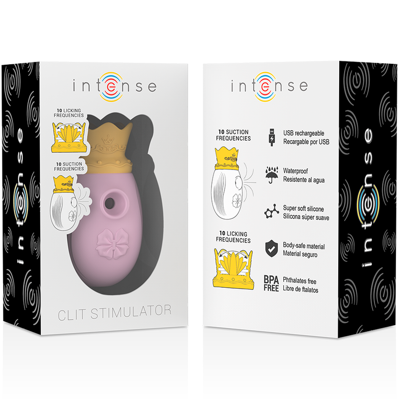 INTENSE - STIMOLATORE CLITORIDEO 10 FREQUENZE DI LECCAZIONE E ASPIRAZIONE - ROSA