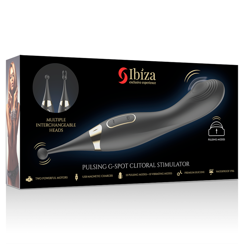 IBIZA - STIMOLATORE CLITORIDEO INTERCAMBIABILE E VIBRATORE PUNTO G A PULSAZIONE