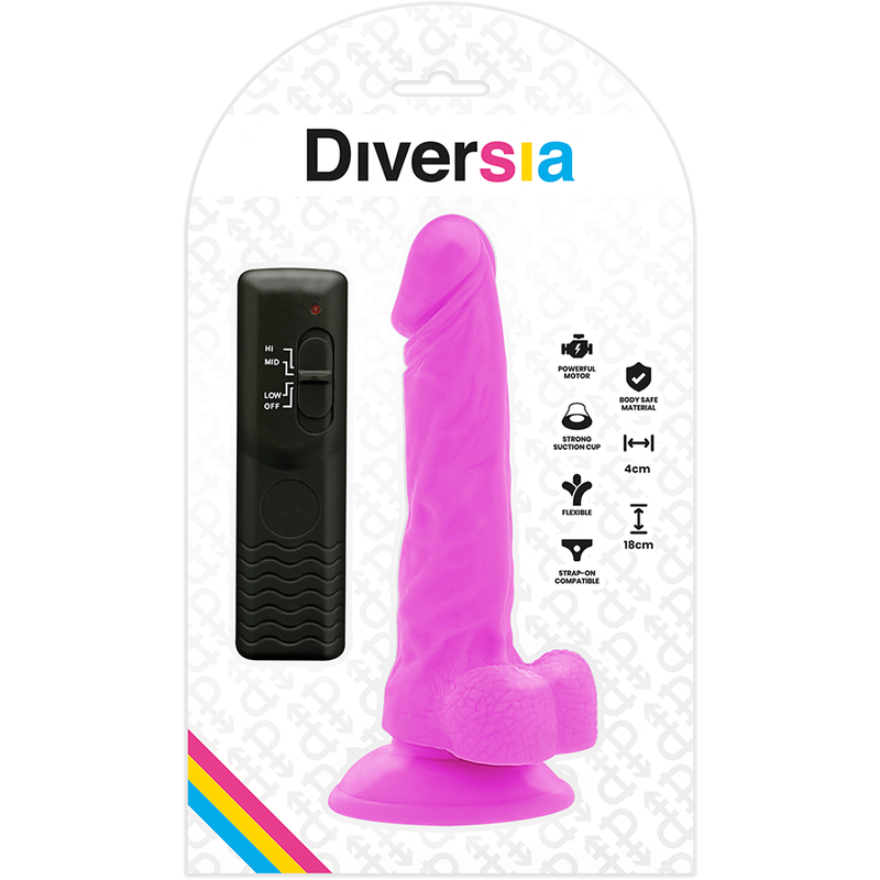 DIVERSIA - DILDO FLESSIBILE VIBRANTE VIOLA 18 CM -O- 4 CM