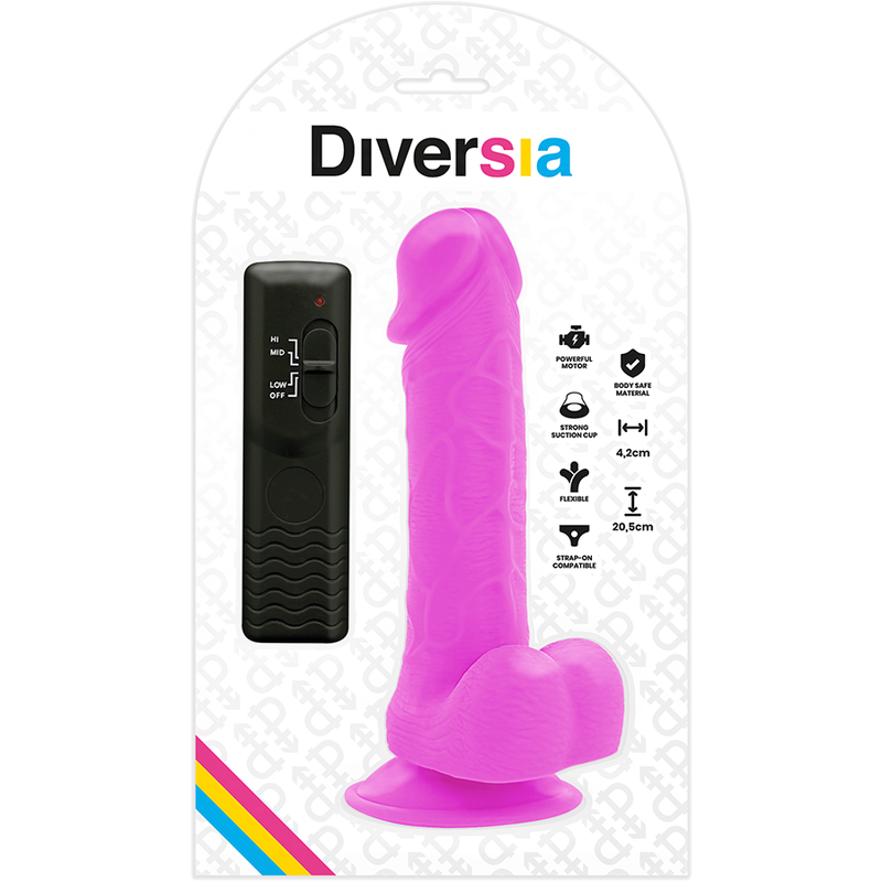 DIVERSIA - DILDO FLESSIBILE VIBRANTE VIOLA 20,5 CM -O- 4,2 CM