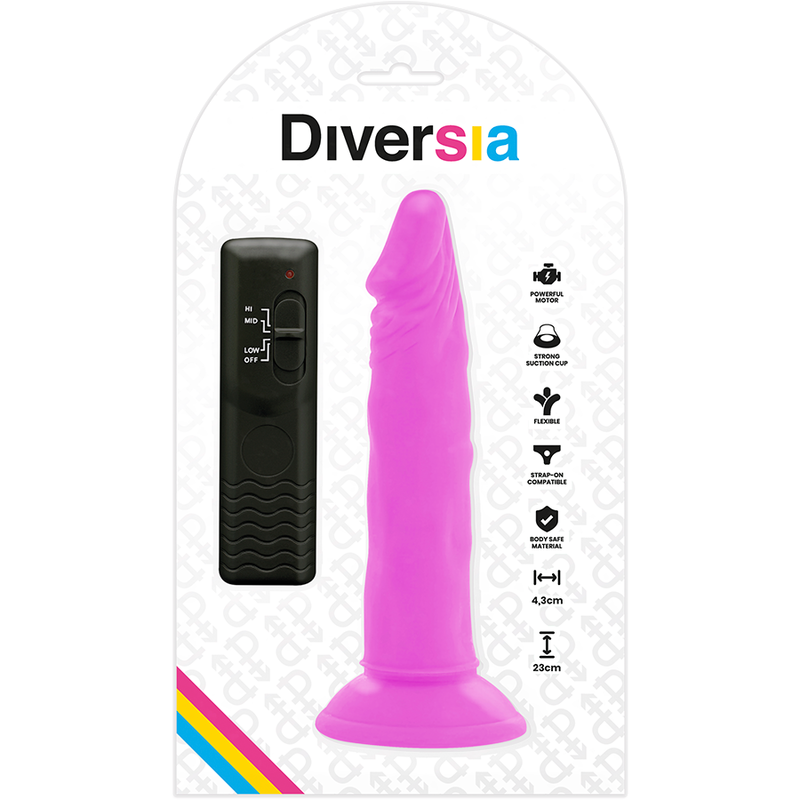 DIVERSIA - FLEXIBLER VIBRIERENDER DILDO LILA 23 CM -O- 4,3 CM