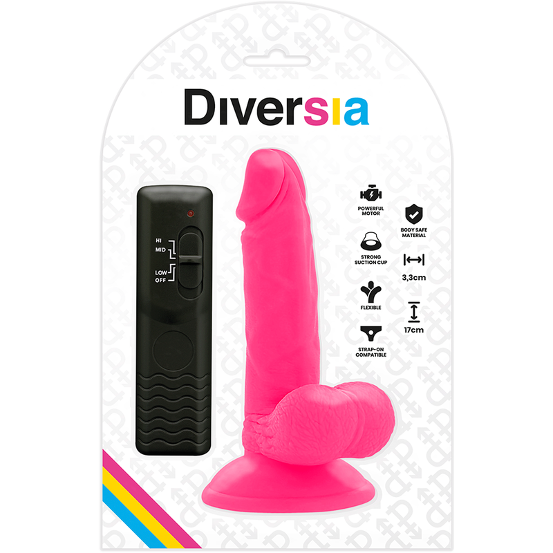 DIVERSIA - FLEXIBLER VIBRIERENDER DILDO ROSA 17 CM -O- 3,3 CM