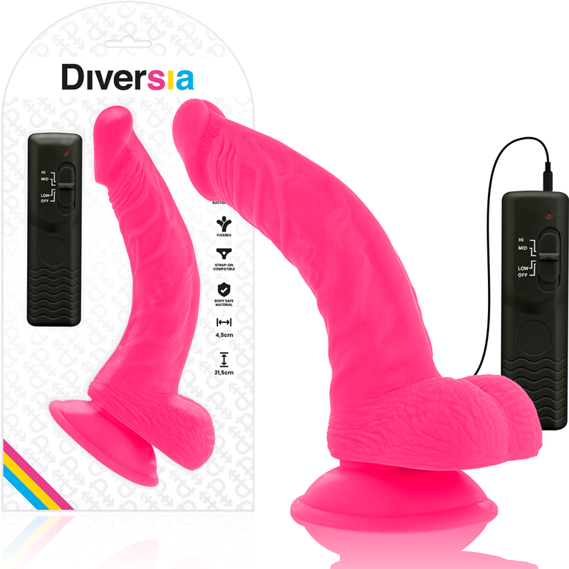 DIVERSIA - FLEXIBLER VIBRIERENDER DILDO ROSA 21,5 CM -O- 4,5 CM