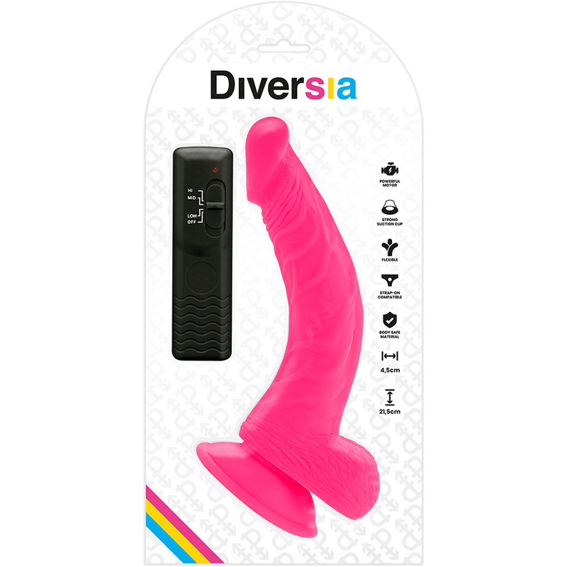 DIVERSIA - FLEXIBLER VIBRIERENDER DILDO ROSA 21,5 CM -O- 4,5 CM