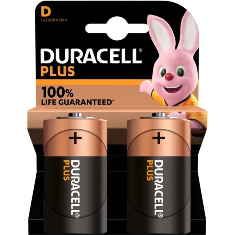 DURACELL - PLUS POWER 100 BATTERIA ALCALINICA D LR20 2 UNITÀ