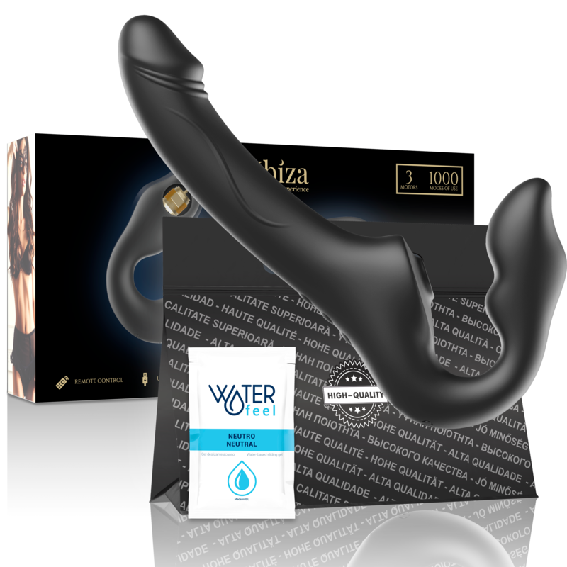 IBIZA - REMOTE CONTROL STRAPLESS VIBRATOR 3 MOTORS 1000 COMBINATIONS.