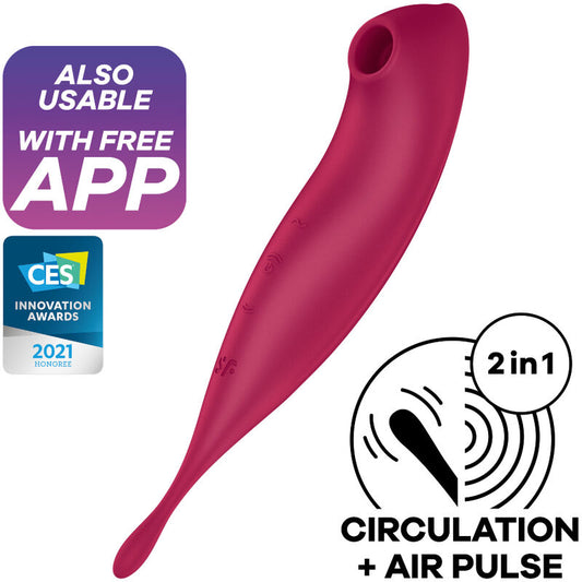 SATISFYER - TWIRLING PRO+ STIMOLATORE E VIBRATORE A IMPULSI D'ARIA APP ROSSO