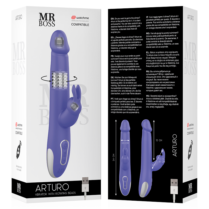 MR BOSS - ARTURO VIBRATOR &amp; ROTATOR KOMPATIBEL MIT DER WATCHME-DRAHTLOSTECHNOLOGIE