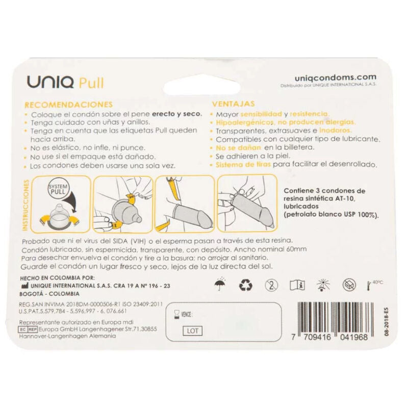 UNIQ - PRESERVATIVI SENZA LATTICE PULL CON STRISCE 3 UNITÀ