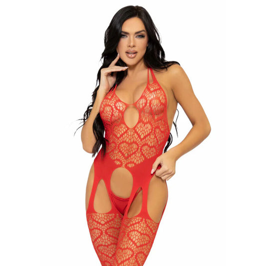 LEG AVENUE - NETZ-BODYSTOCKING MIT TRÄGERN EINE GRÖSSE - SCHWARZ