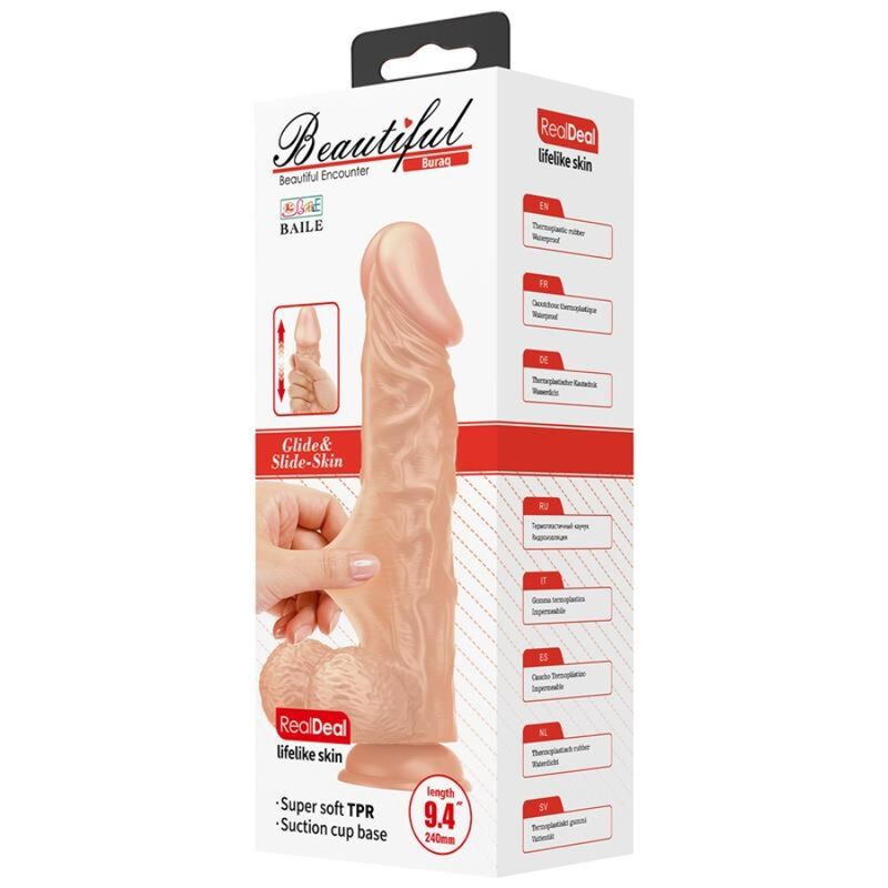 BAILE - BELLISSIMO INCONTRO BURAQ DILDO REALISTICO FLESSIBILE 24 CM NATURALE