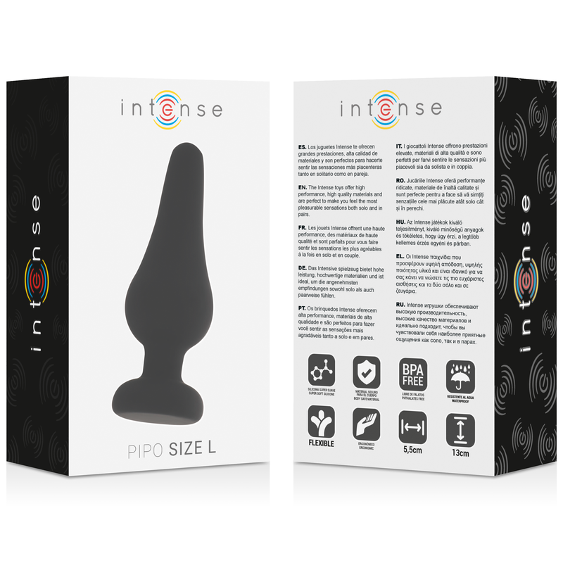 INTENSE - ANAL PLUG PIPO L BLACK SILICONE 13 CM