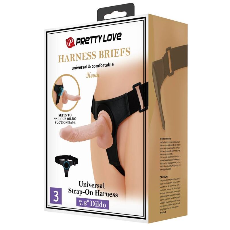 PRETTY LOVE - HARNESS SLIP UNIVERSAL HARNESS MIT DILDO KEVIN 19 CM NATUR