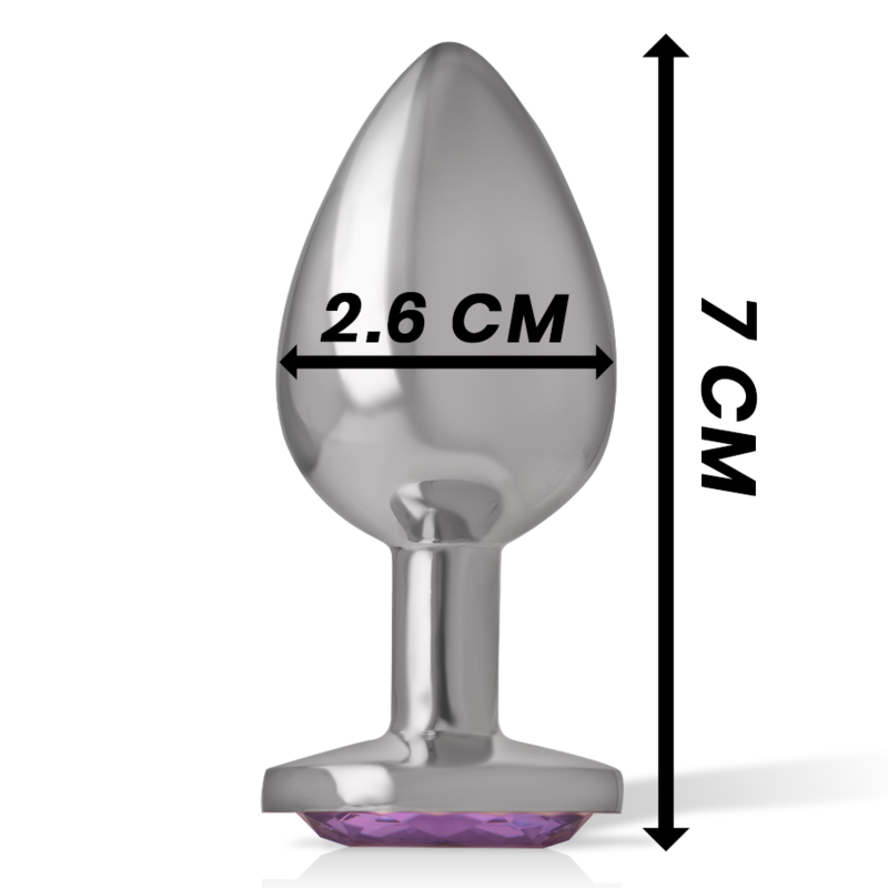 INTENSE - PLUG ANALE IN METALLO ALLUMINIO CON CRISTALLO VIOLA TAGLIA S