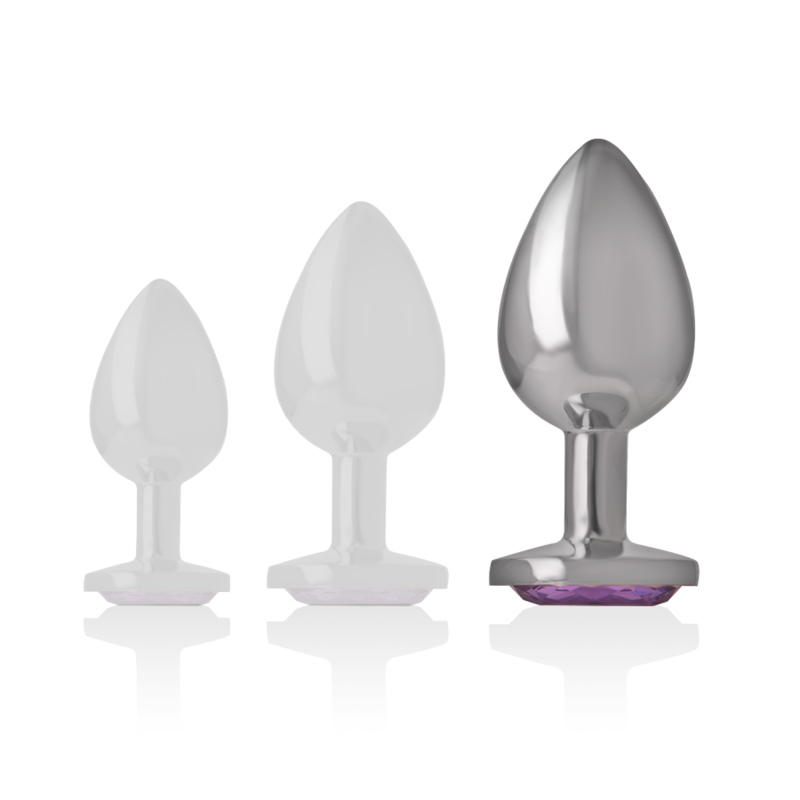 INTENSE - ALUMINIUM-METALL-ANALPLUG MIT VIOLETT-KRISTALL GRÖSSE L