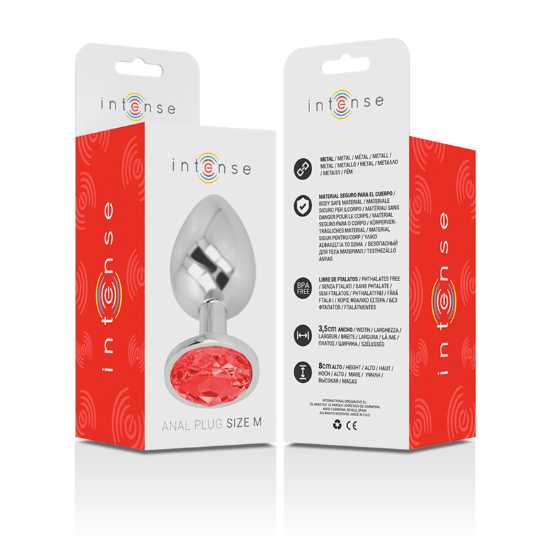 INTENSE - PLUG ANALE IN METALLO CON CRISTALLO ROSSO TAGLIA M