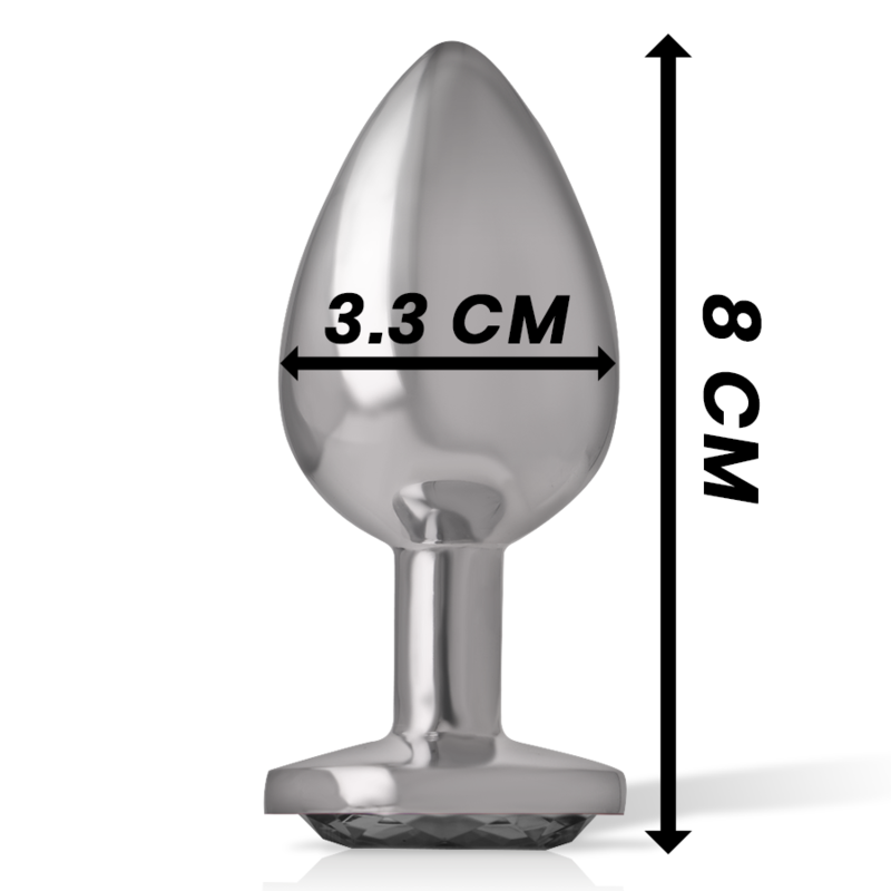 INTENSE - ALUMINIUM-METALL-ANAL-PLUG MIT SCHWARZEM GLAS GRÖSSE M