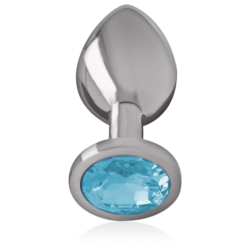 INTENSE - ALUMINIUM-METALL-ANAL-PLUG MIT BLAUEM GLAS, GRÖSSE M