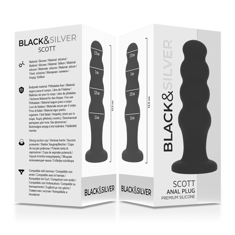 BLACK&amp;SILVER - SCOTT PREMIUM SILIKON ANALSTECKER SCHWARZ