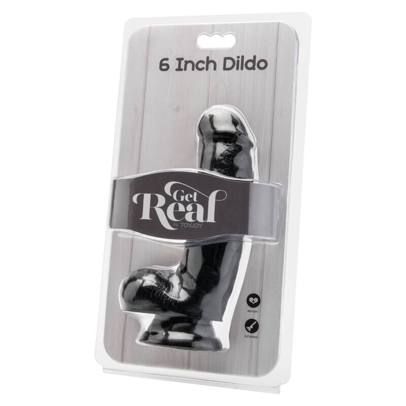 GET REAL - DILDO 12 CM WITH BALLS BLACK