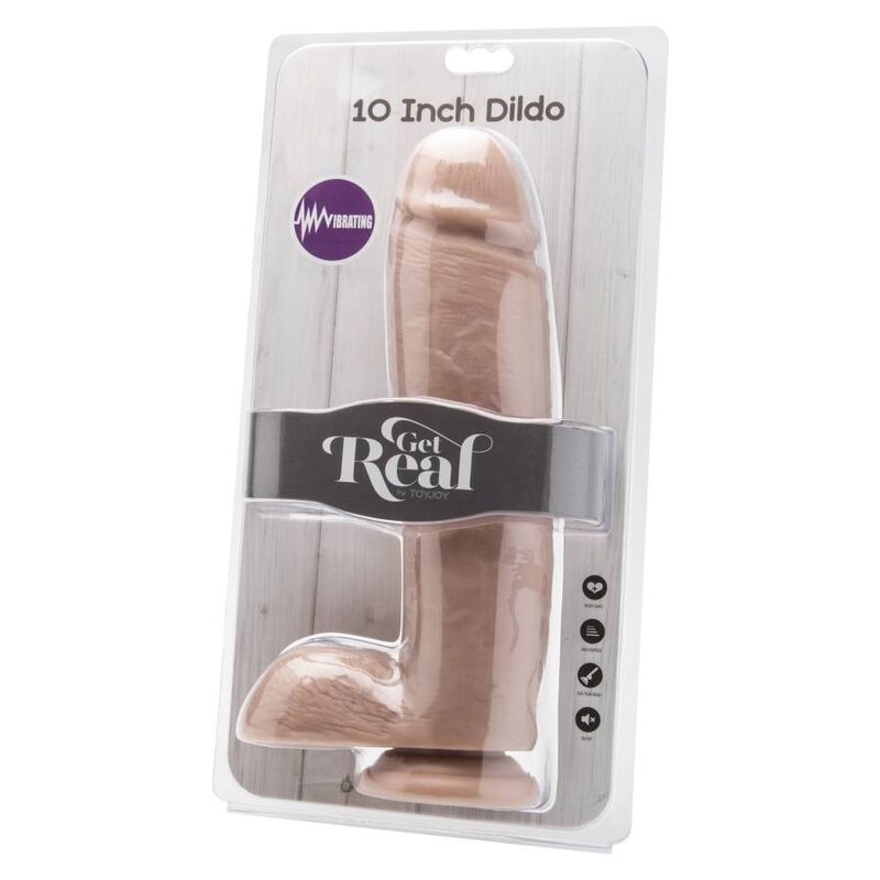 GET REAL - DILDO 25,5 CM CON PALLE VIBRATORE PELLE