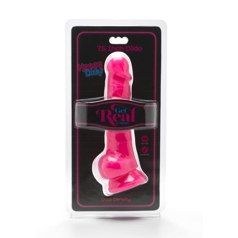 DIVENTA REALE - HAPPY DICKS 19 CM CON PALLE ROSA