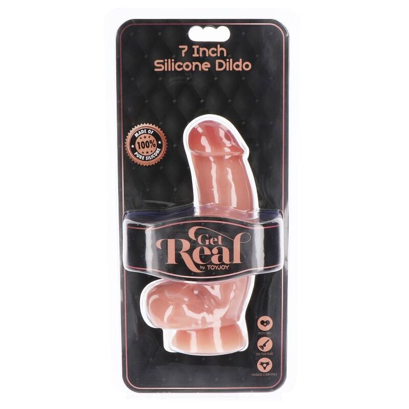 GET REAL - SILICONE DILDO 18 CM W BALLS SKIN