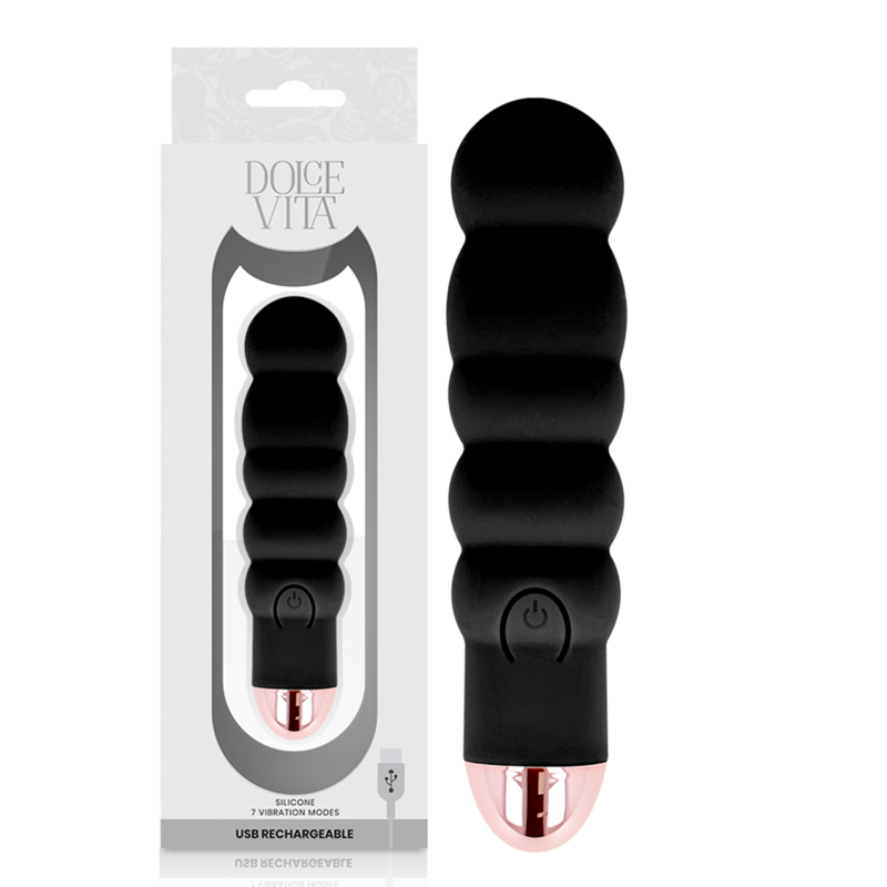 DOLCE VITA - WIEDERAUFLADBARER VIBRATOR SIX BLACK 7 GESCHWINDIGKEITEN