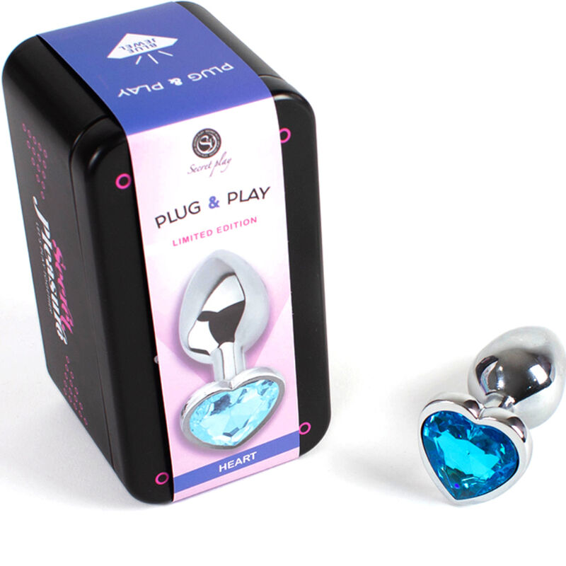 SECRETPLAY - METAL BUTT PLUG BLUE HEART SMALL SIZE 7 CM