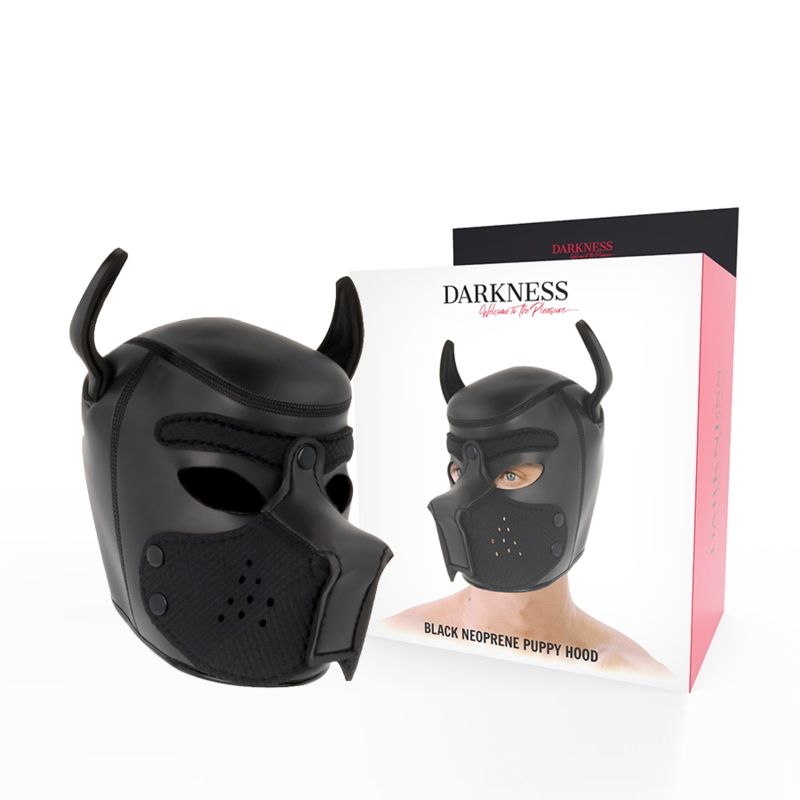 DARKNESS - NEOPRENE DOG MASK WITH REMOVABLE MUZZLE L