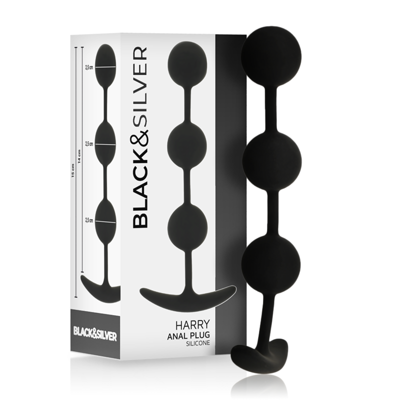 BLACK&amp;SILVER - HARRY ANAL ROSARY 3 SFERE SILICONE 14 CM