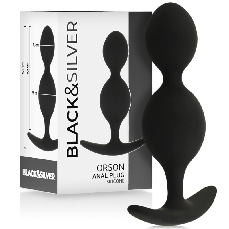 BLACK&amp;SILVER - ORSON PLUG SILICONE 2 ONDE ANALI 9 CM