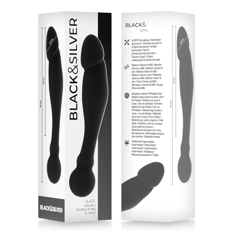 BLACK&amp;SILVER - KARL G-PUNKT STIMULIERENDER DILDO 18 CM