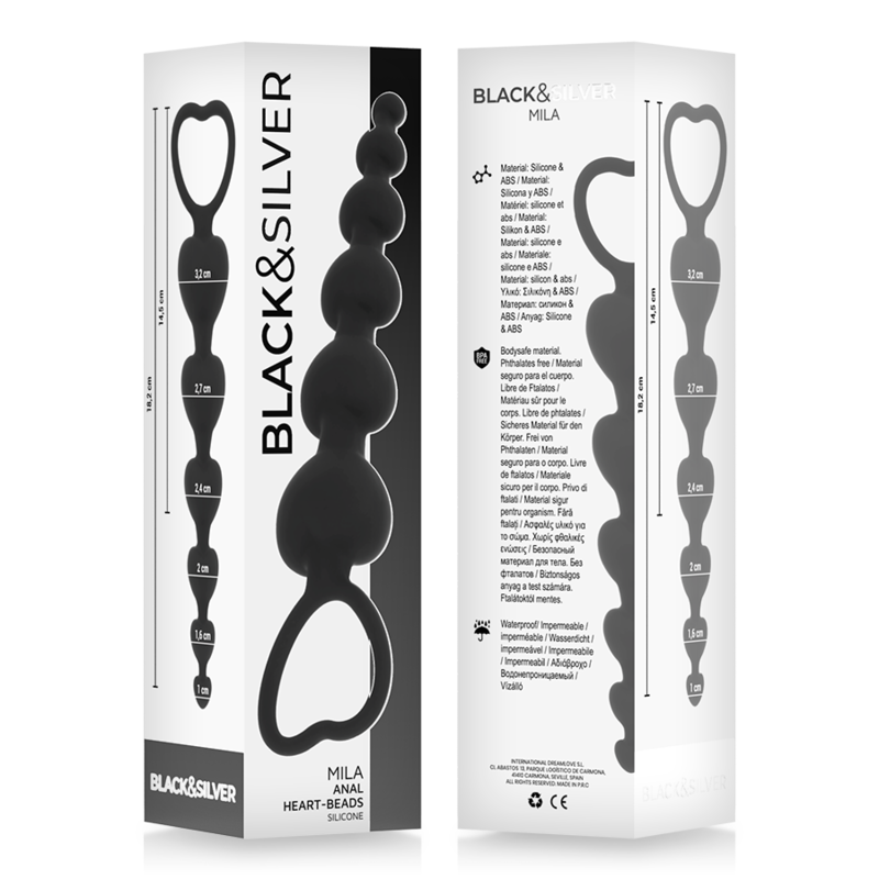 BLACK&amp;SILVER - MILA ANALKETTE MIT HERZEN 18 CM