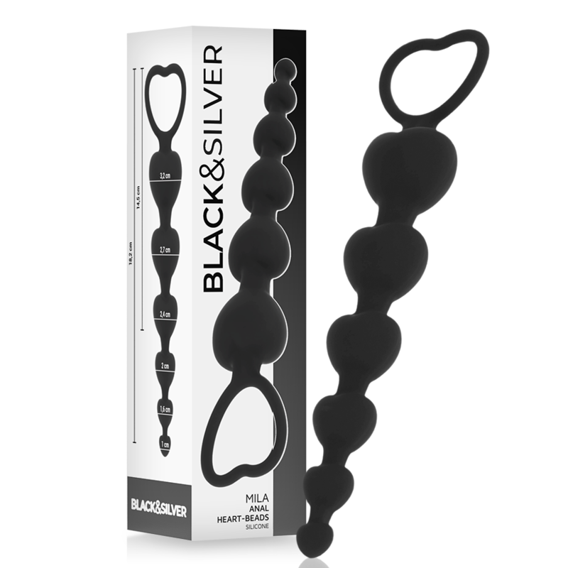 BLACK&amp;SILVER - MILA ANALKETTE MIT HERZEN 18 CM