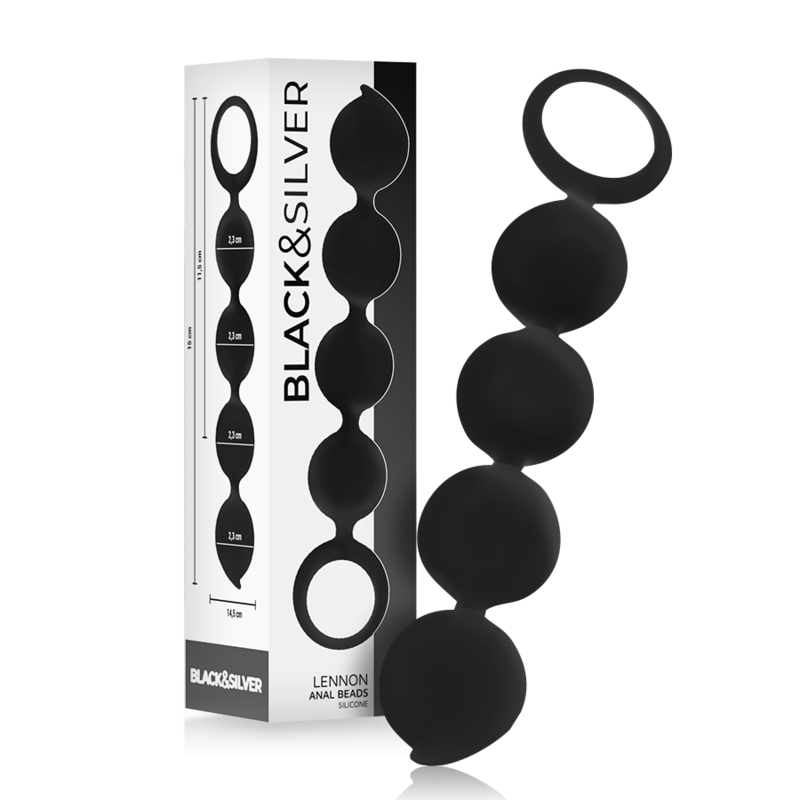 BLACK&SILVER - LENNON ANAL ROSARY 4 SILICONE SPHERES 15 CM