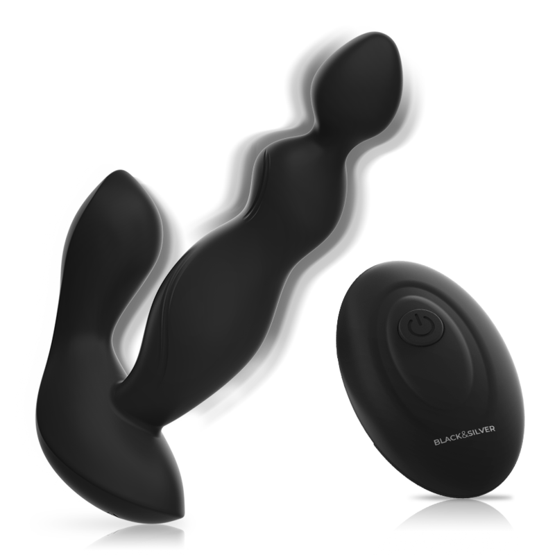 BLACK&SILVER - CORA ANAL PLUG SILICONE REMOTE CONTROL